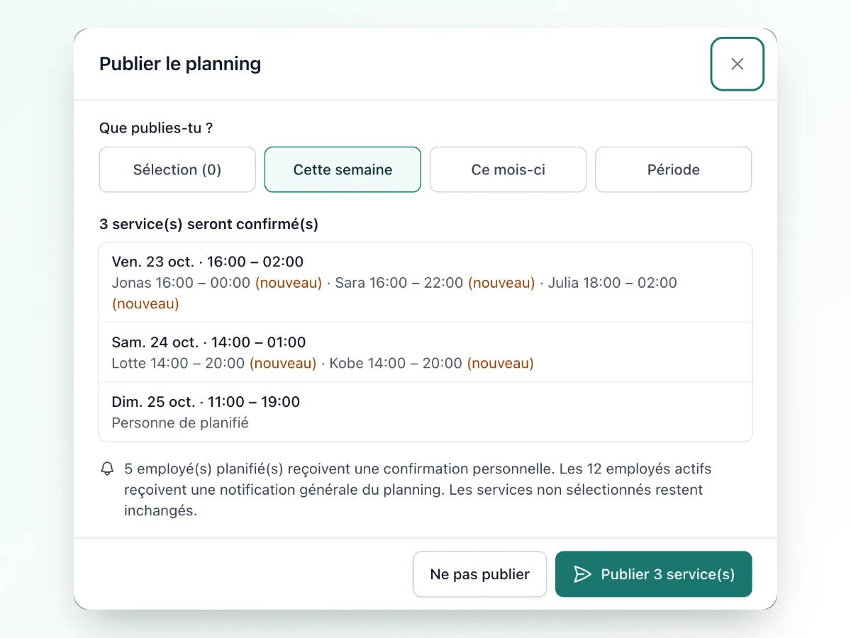 Aperçu de ce qui sera publié et de qui sera prévenu